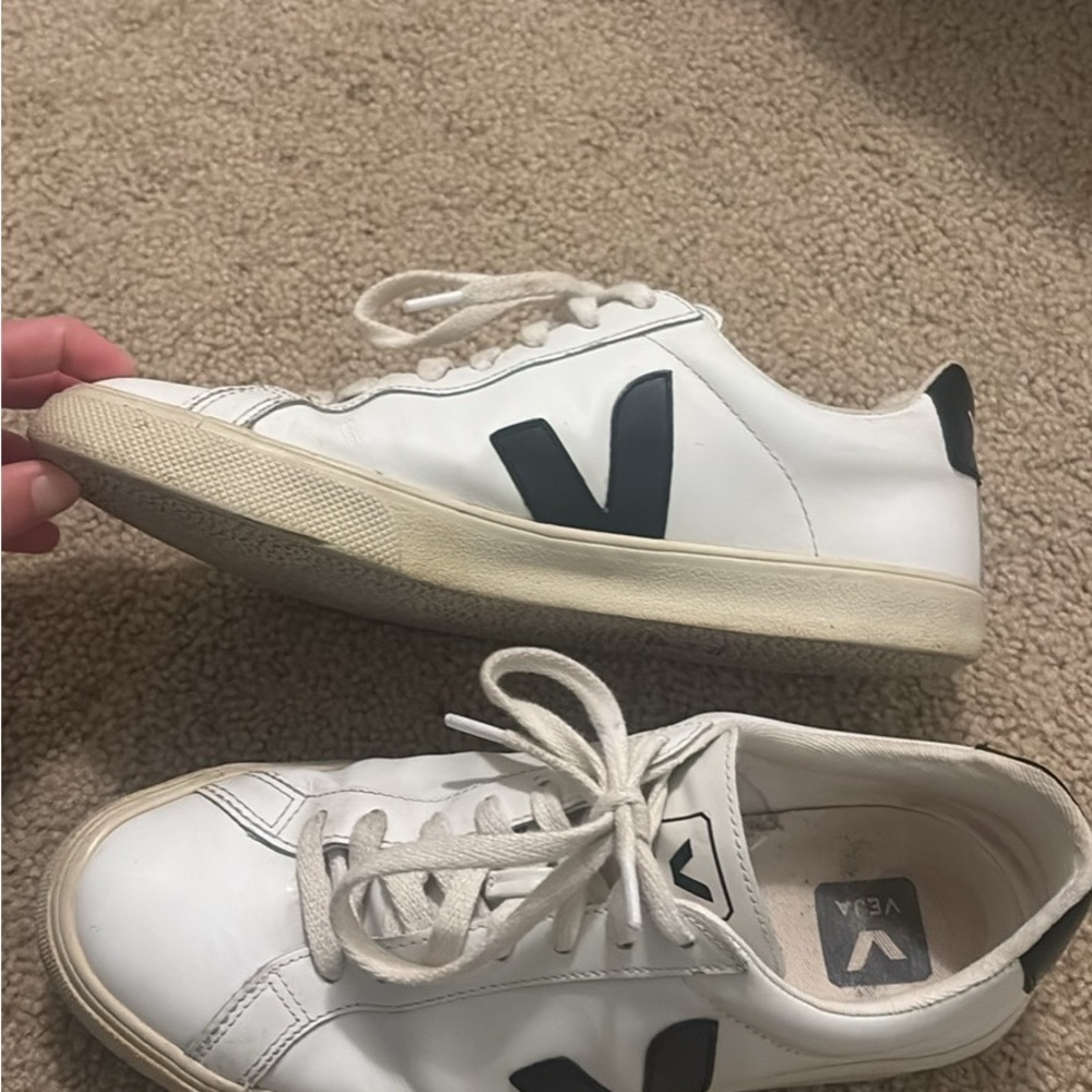 Veja White Sneakers with Black Detailing